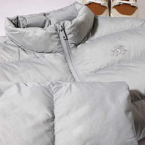 李宁立领无帽鸭绒羽绒服男2024