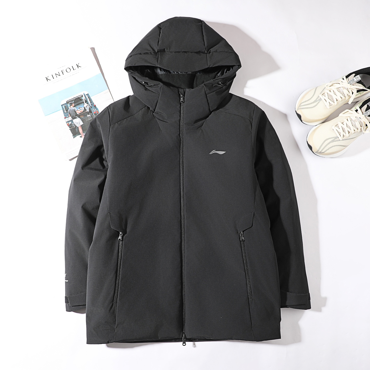 李宁薄款无帽羽绒服男2025冬季新款立体裁剪商务休闲运动风衣外套