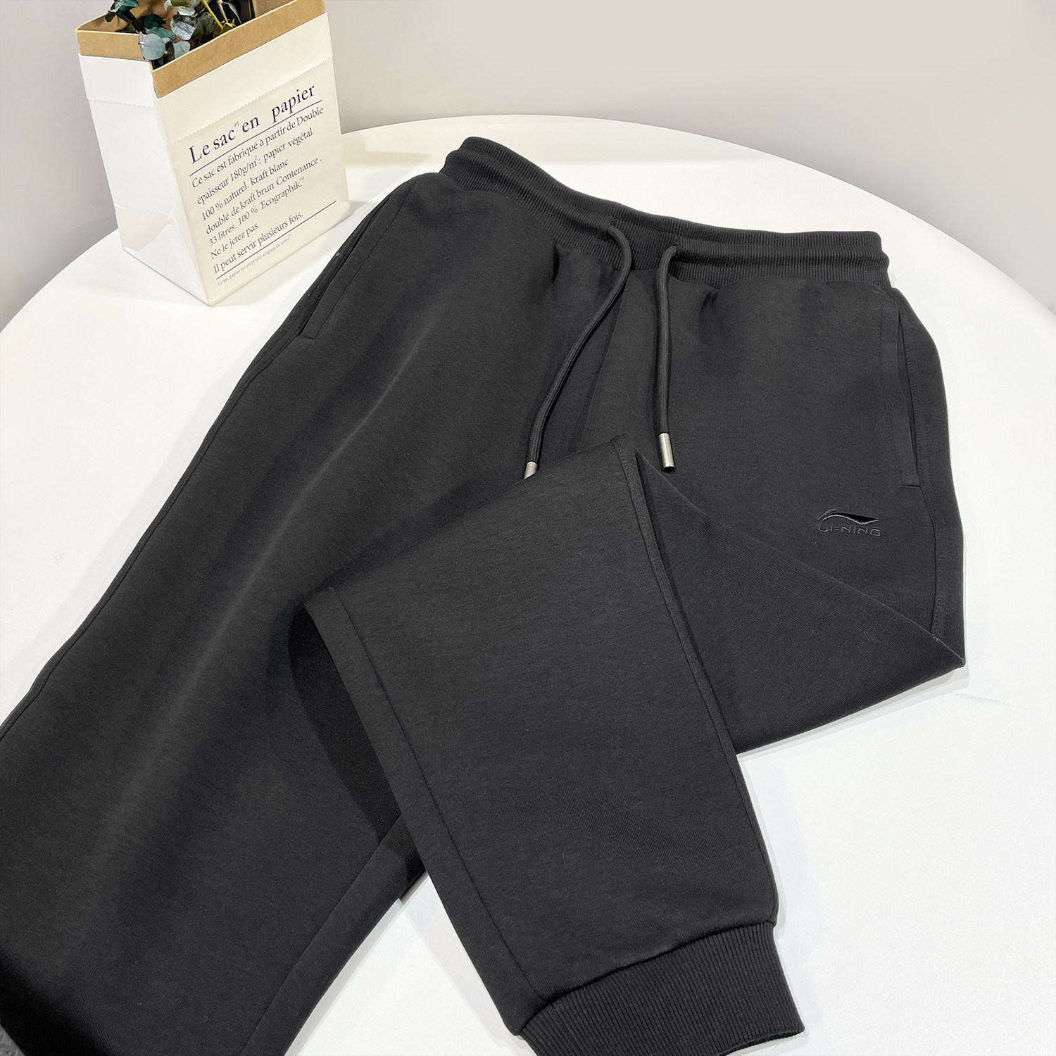 李宁日进斗金棉质休闲长裤男子2025春季新款束脚宽松卫裤AKLV097