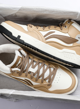 李宁秋冬款中帮休闲鞋男鞋2025冬季新款80S加绒保暖舒适滑板鞋