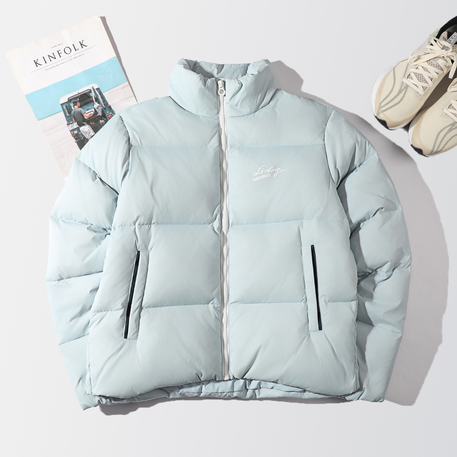 李宁高领无帽短羽绒服女款2025冬季新款80%鸭绒加厚宽松保暖外套