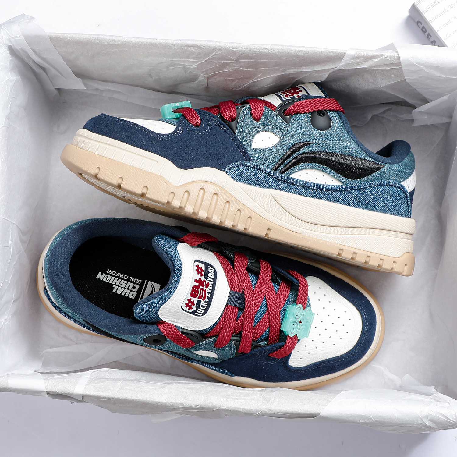 李宁潮跃板鞋男鞋2026春季新款舒适软弹面包鞋透气休闲鞋平底鞋子