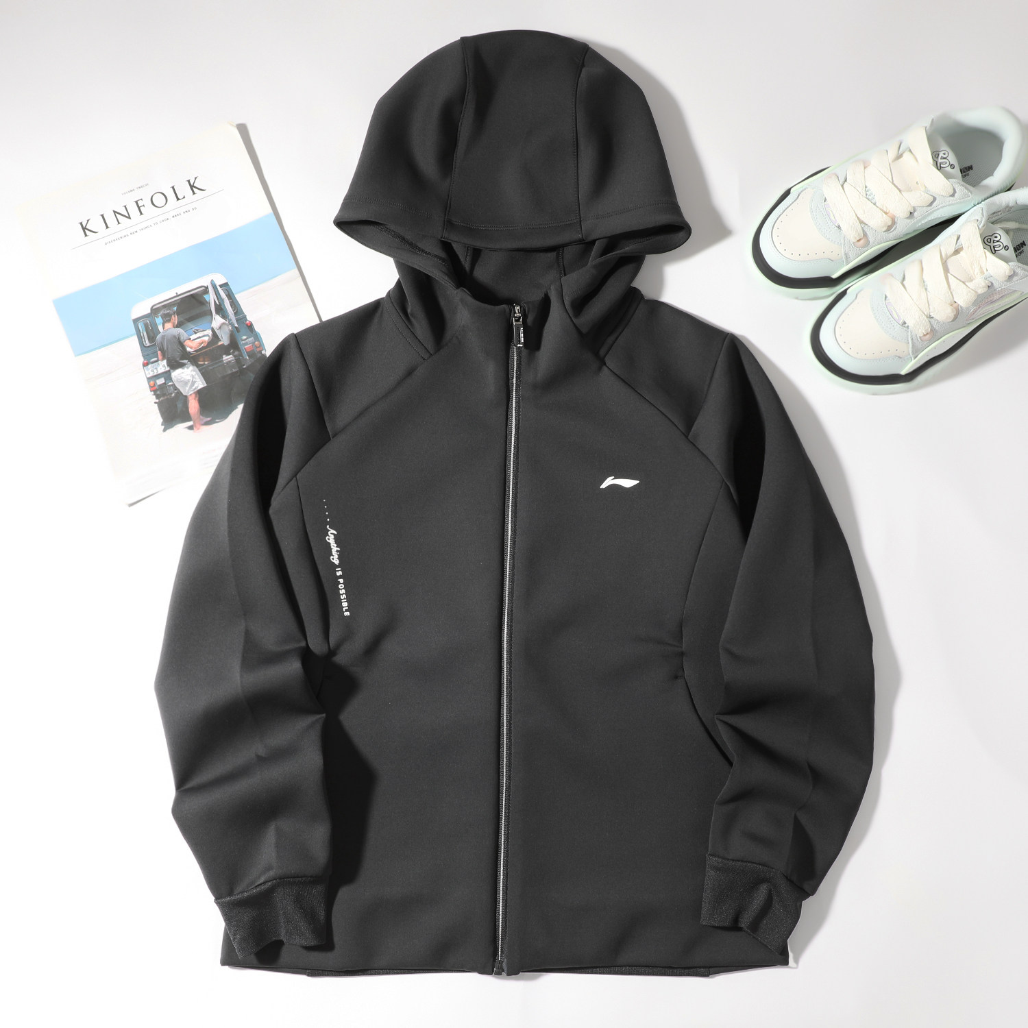 李宁针织连帽外套女士2025秋季新款健身系列吸汗舒适跑步运动服