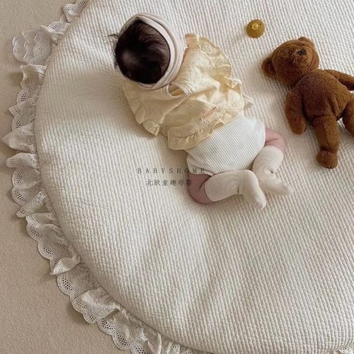 童趣纯棉可拆洗绗缝乳胶圆垫地垫