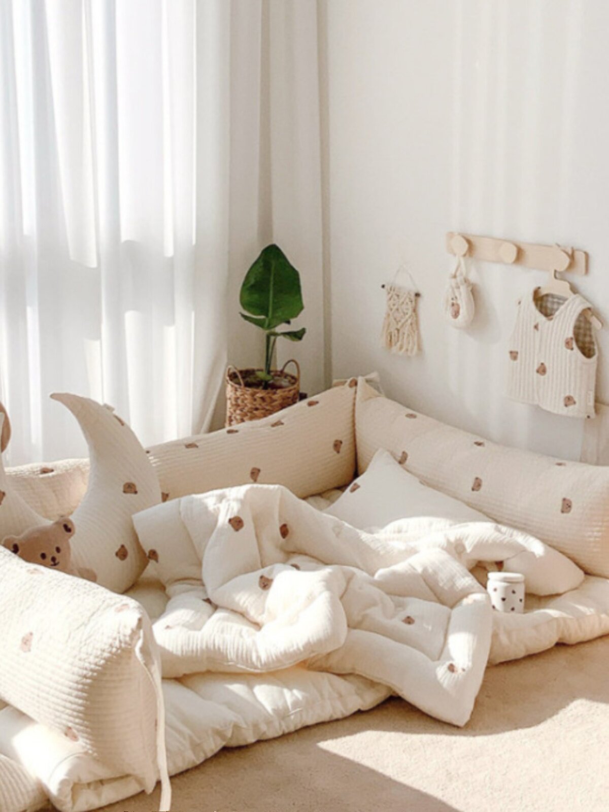 Pure Cotton Quilted Bear Crib Bumper – Safe & Washable - Product image 4