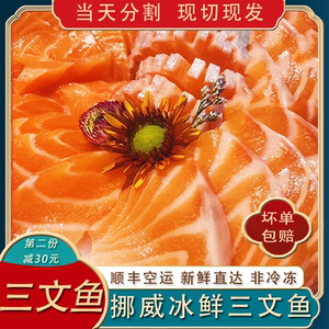 大连发货挪威三文鱼中段冰鲜400g