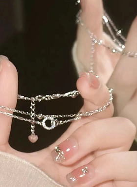 银色几何手链女百搭高级感2024年新款时尚小众设计双层叠戴手饰品