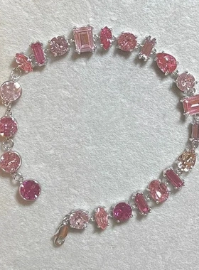 精致时尚新款甜美风粉色手链女锆石镶嵌轻奢时尚百搭闺蜜手链