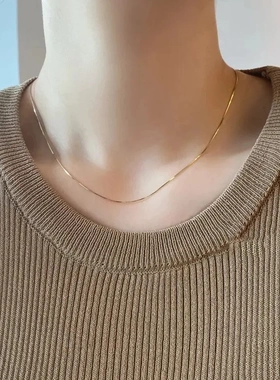 素链蛇骨链女不掉色万能链可穿吊坠项链条玫瑰金链子钛钢裸链