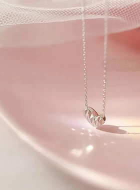 925纯银爱心项链女锁骨链轻奢小众设计感ins冷淡风简约日韩版礼物
