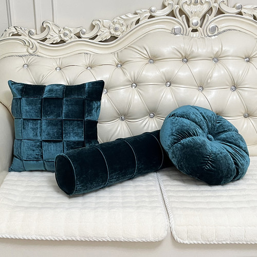 欧式高档蓝色枕头抱枕