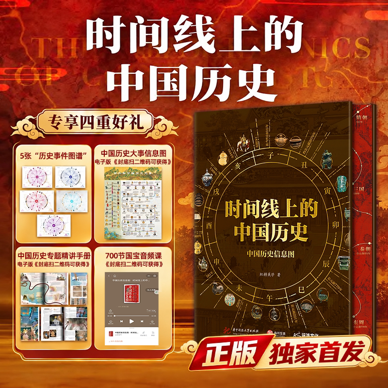 时间线上的中国历史信息图历朝历代更替大事时间轴年表中小学历史百科全书图文知识要点课外阅读赠12时辰历史大事图解+700节音频课
