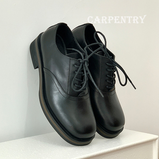 [一元木公]休闲通勤Cleanfit方头德比鞋男款哑光黑高级感皮鞋