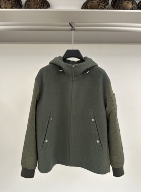 Cavalli Class 25秋冬新款 男士时尚拼接连帽毛料夹克CM082E3589