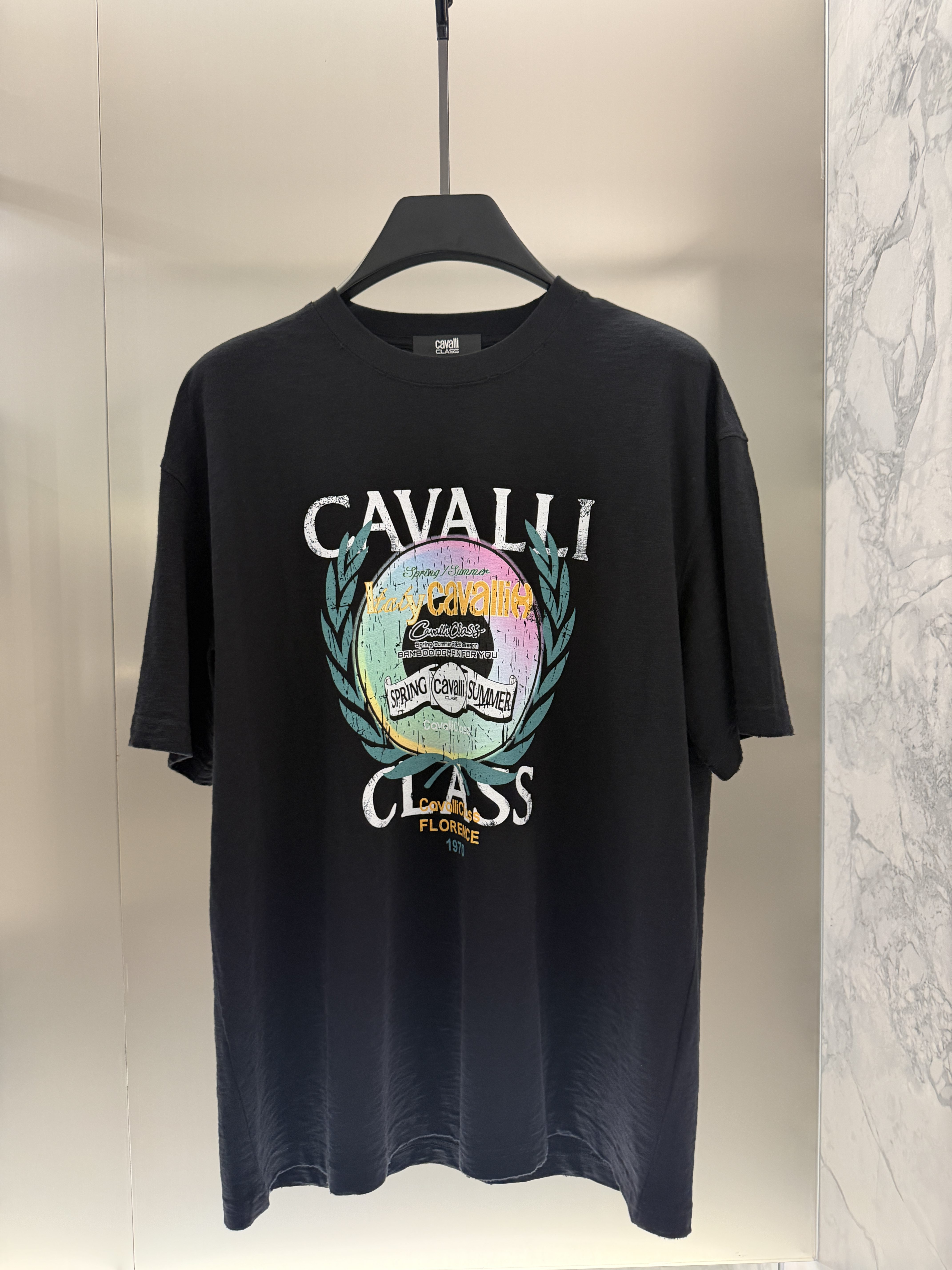 Cavalli Class男装26夏季新款印花短袖T恤宽松纯棉款CM022F2325