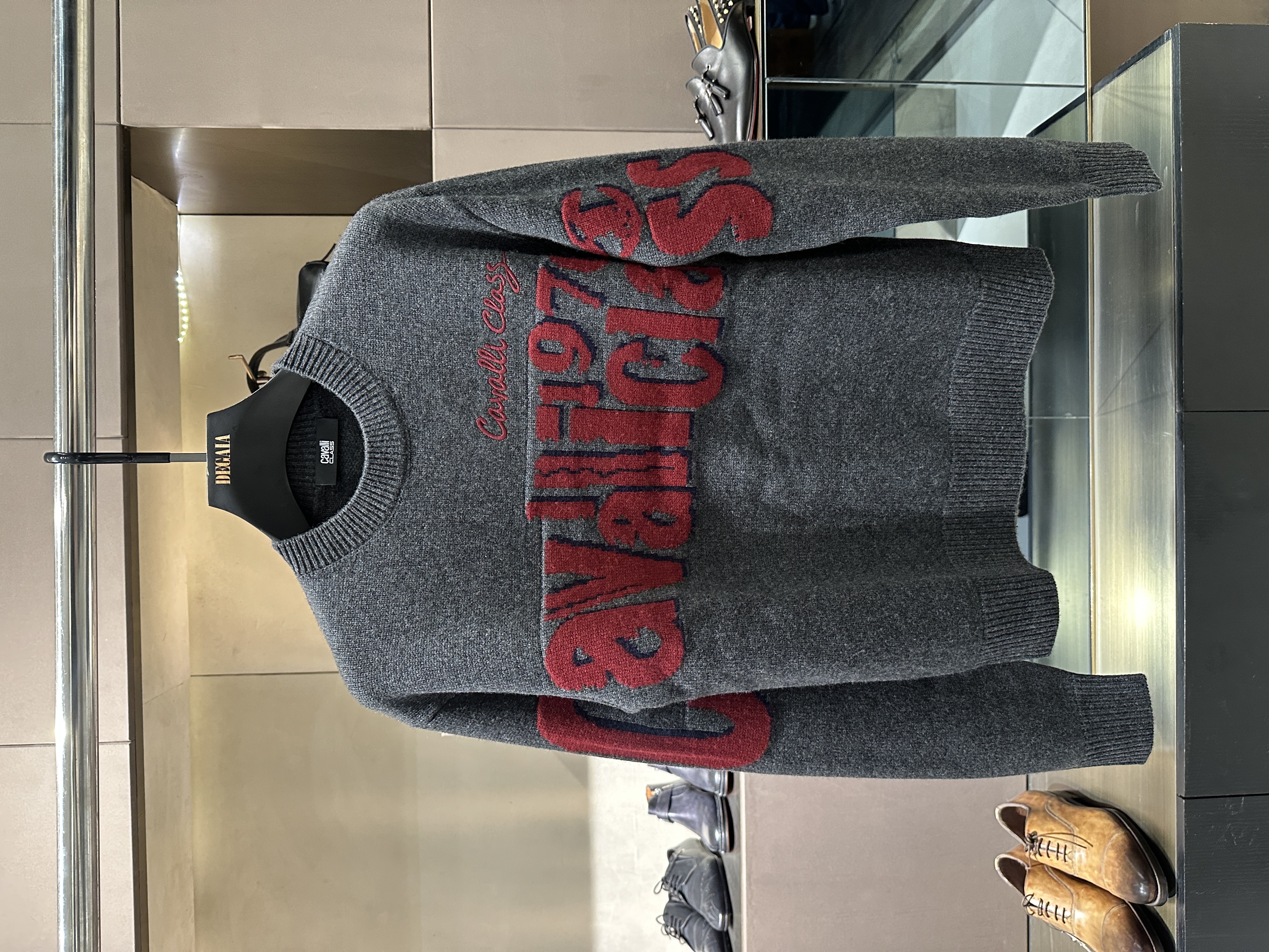 Cavalli CLASS 25秋冬新款 男士字母数字印花长袖毛衫CM032E3418