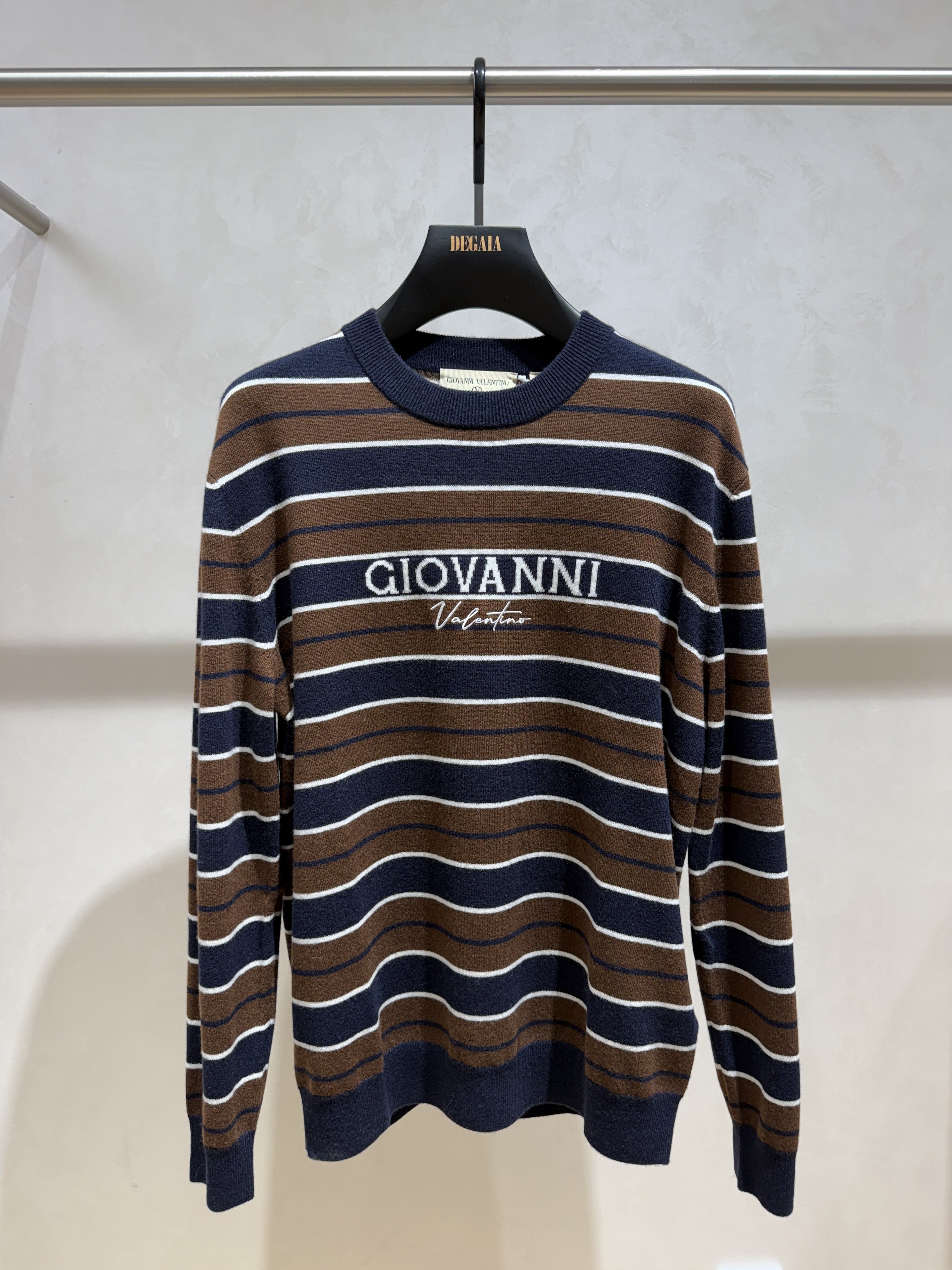 Giovanni Valentino男装26秋冬新款羊毛衫字母印花条纹VT63167625
