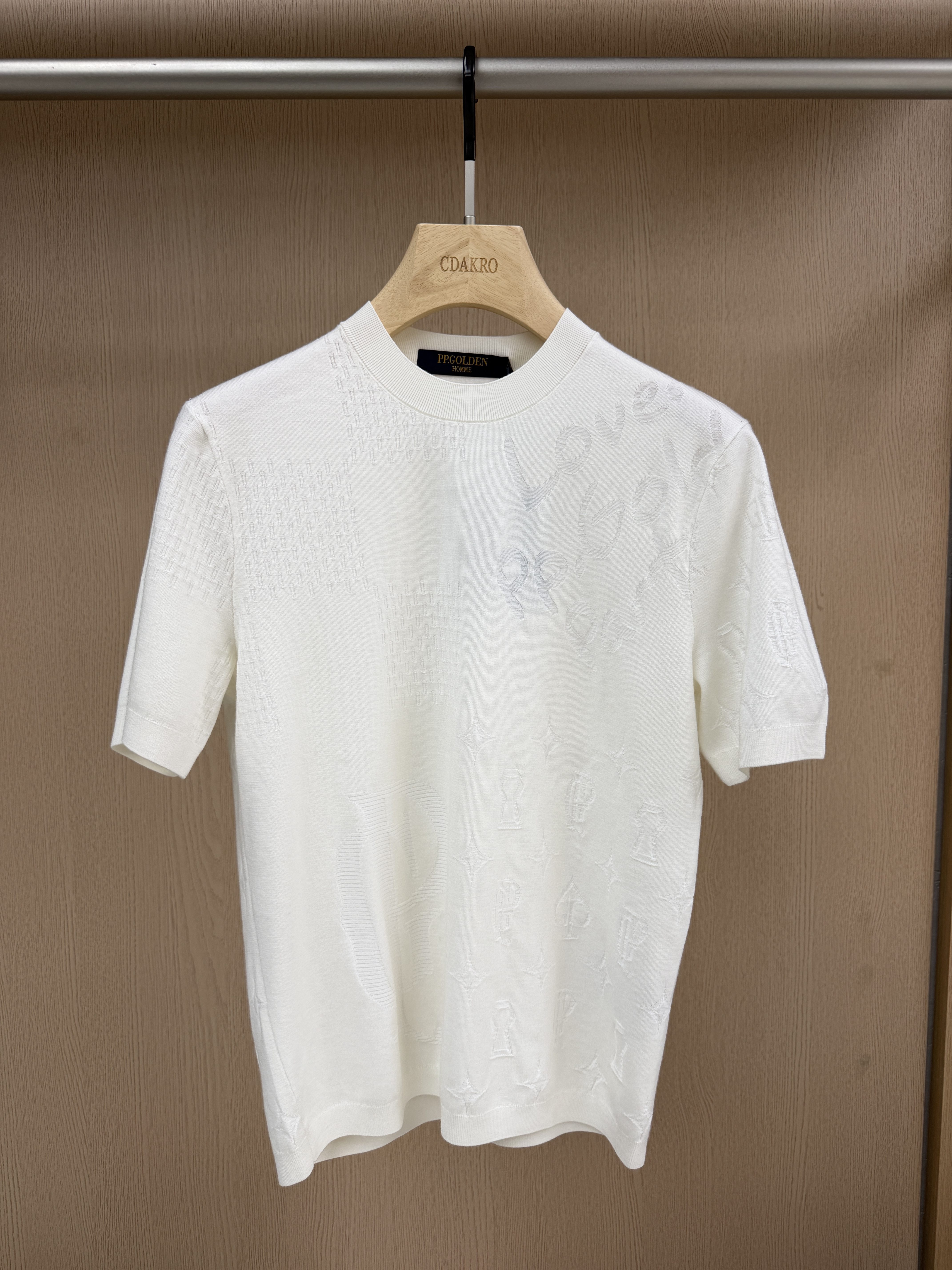 PP.GOLDEN男装26秋冬新款短袖毛衫字母提花圆领休闲款GSD08638125