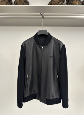 Cavalli Class 25秋冬新款 男士字母刺绣拼接翻领夹克CM362E4546