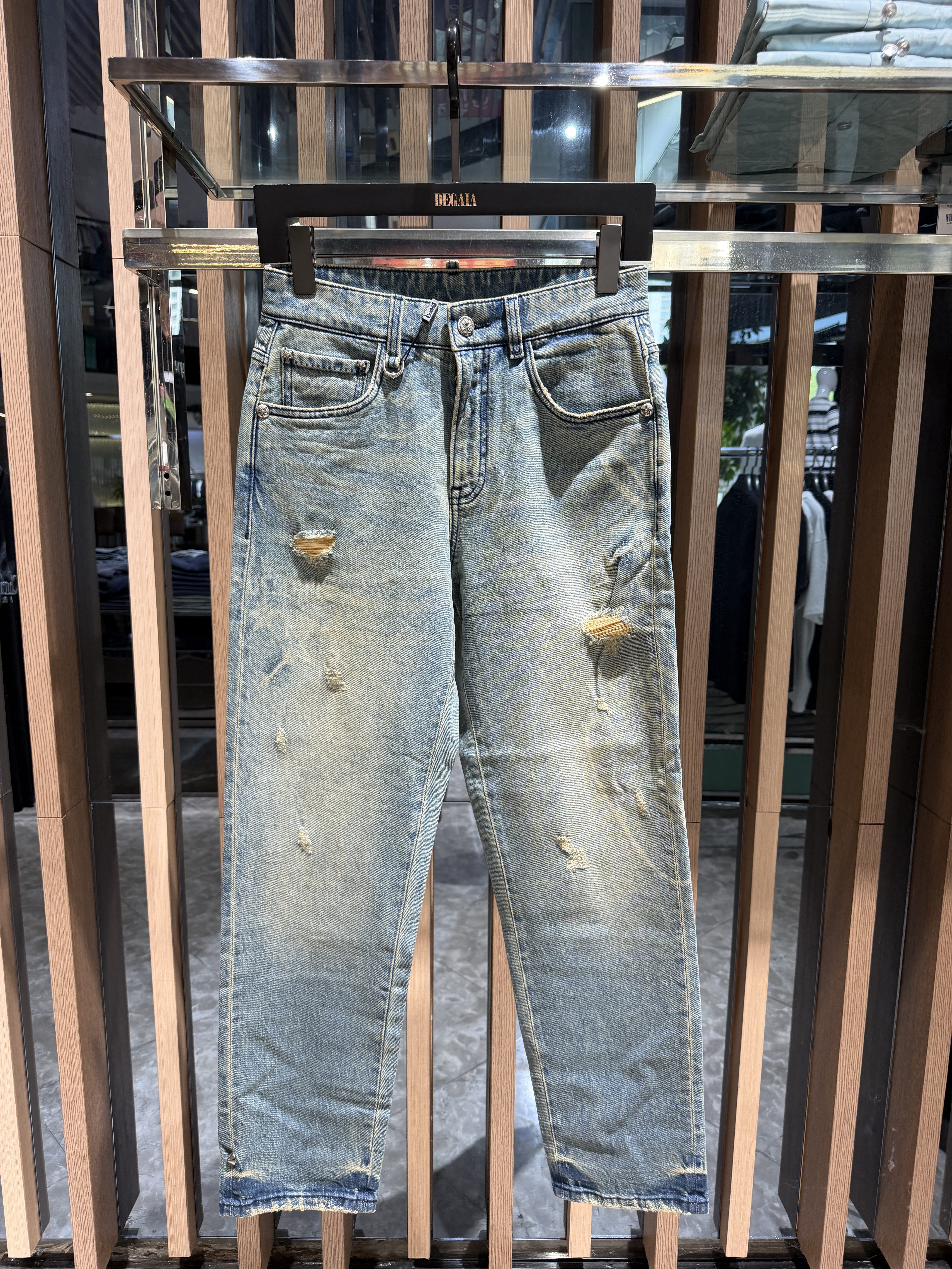 Dartin Bonaparto男装26夏季新款后口袋印花牛仔裤破洞SDJ2607260