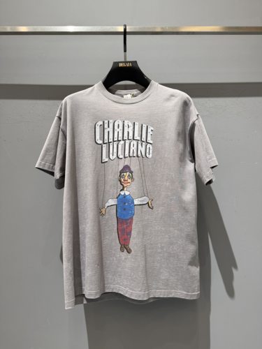 Charlie Luciano 张碧晨同款提线木偶印花短袖T恤做旧圆领休闲潮
