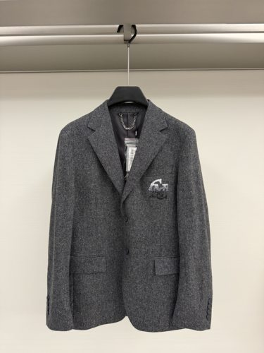 CNC男装26秋冬新款休闲西服字母印花宽松羊毛百搭款811H3710CA