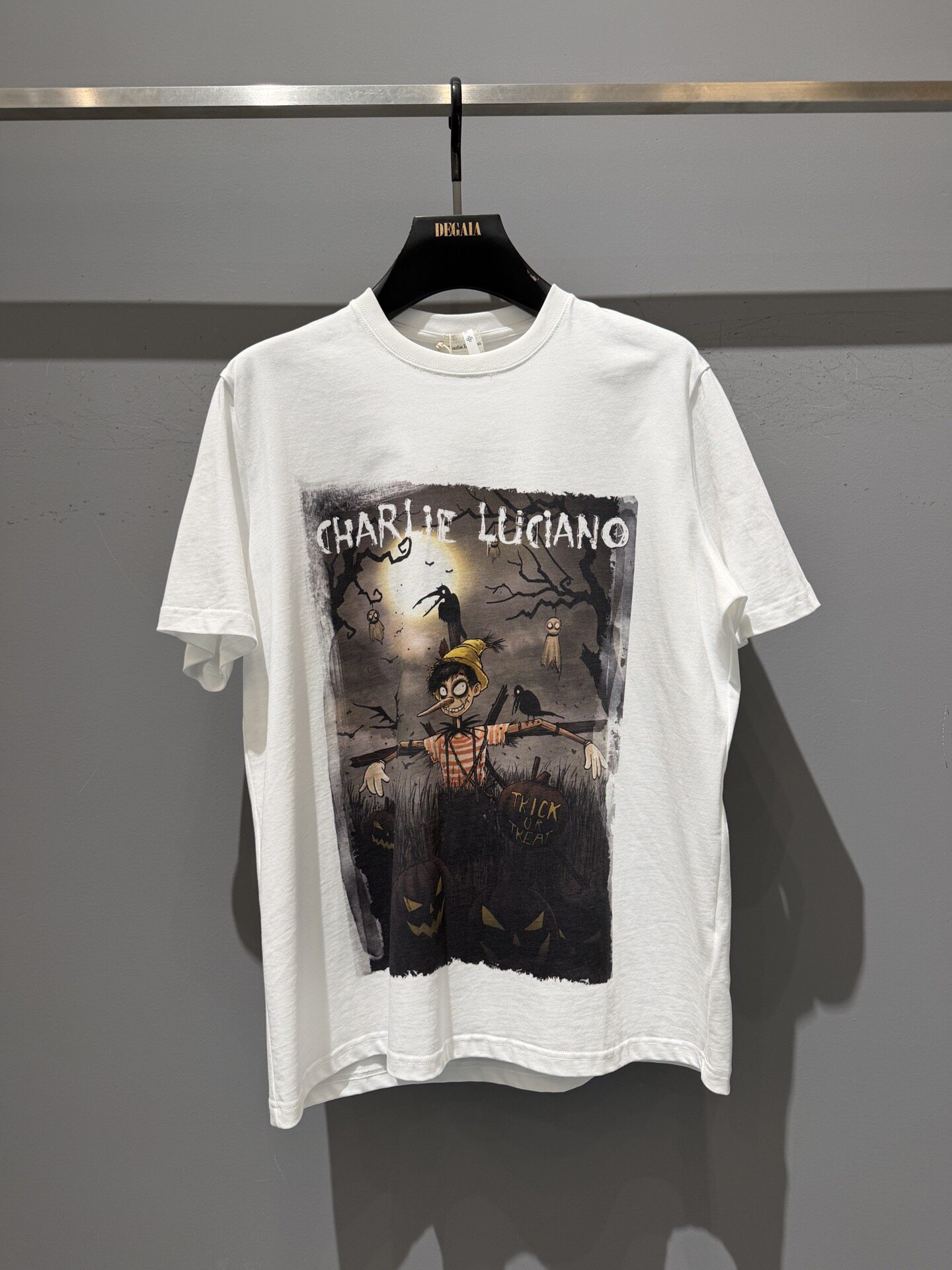 Charlie Luciano 稻草人匹诺曹印花短袖T恤圆领休闲宽松上衣潮牌