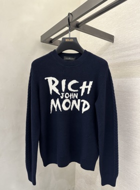 John Richmond 25秋冬新款 男士字母印花套头毛衫JUHBAS370127
