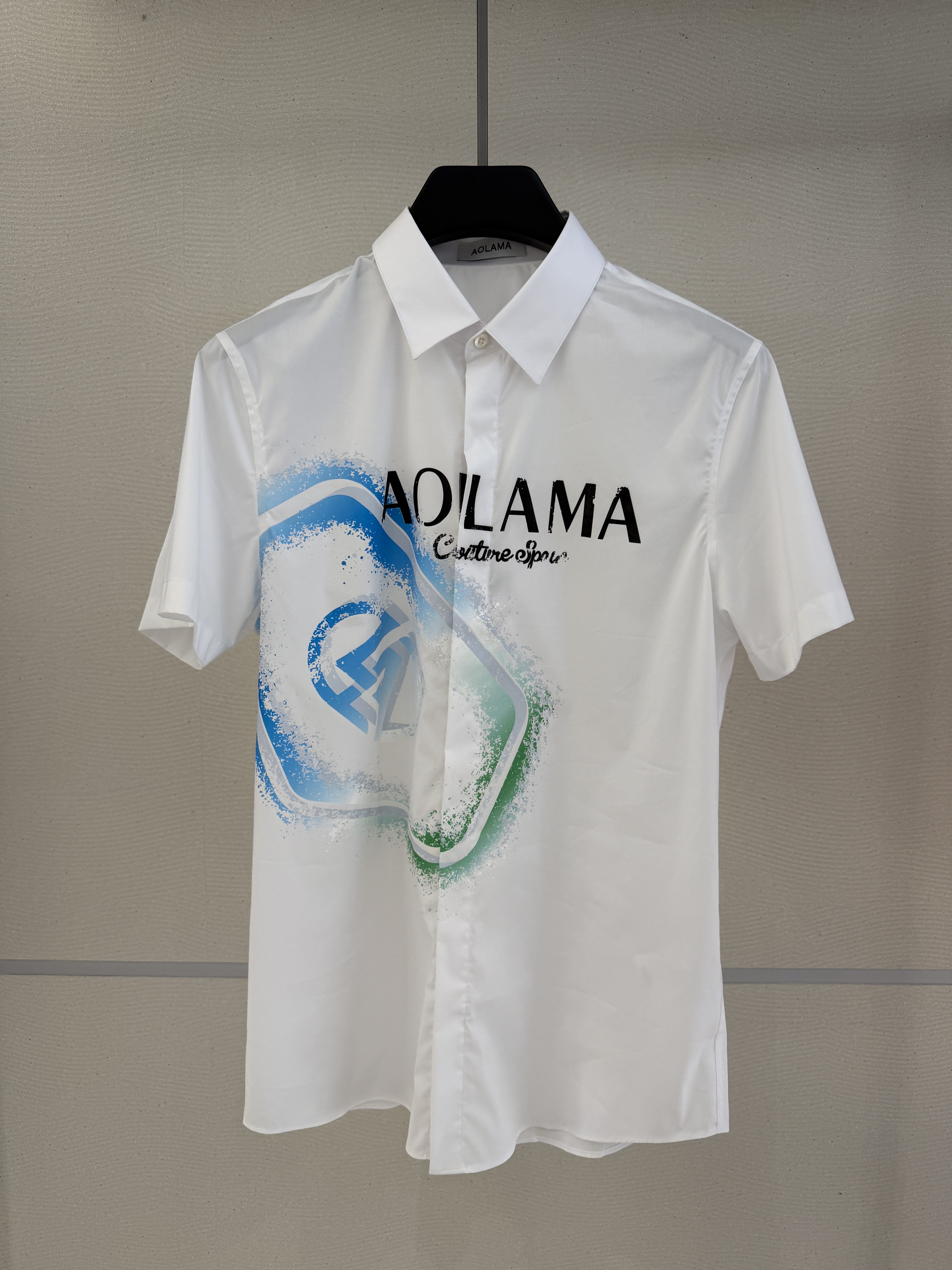 AOLAMA 鼎锋春夏推荐 男士时尚字母logo印花短袖衬衫 880952041