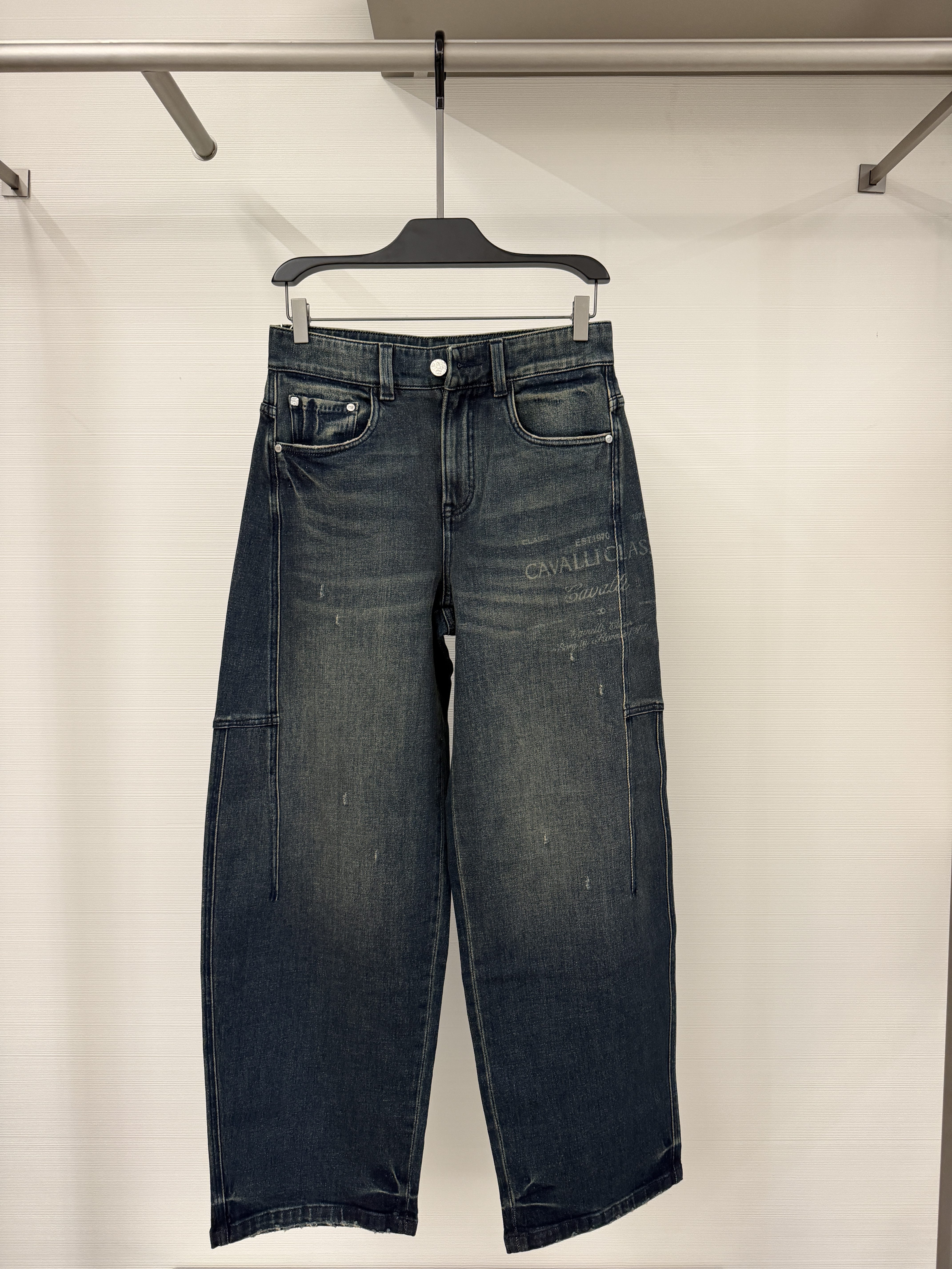 Cavalli Class男装26秋冬新款印花牛仔裤宽松休闲长裤CM052F3169
