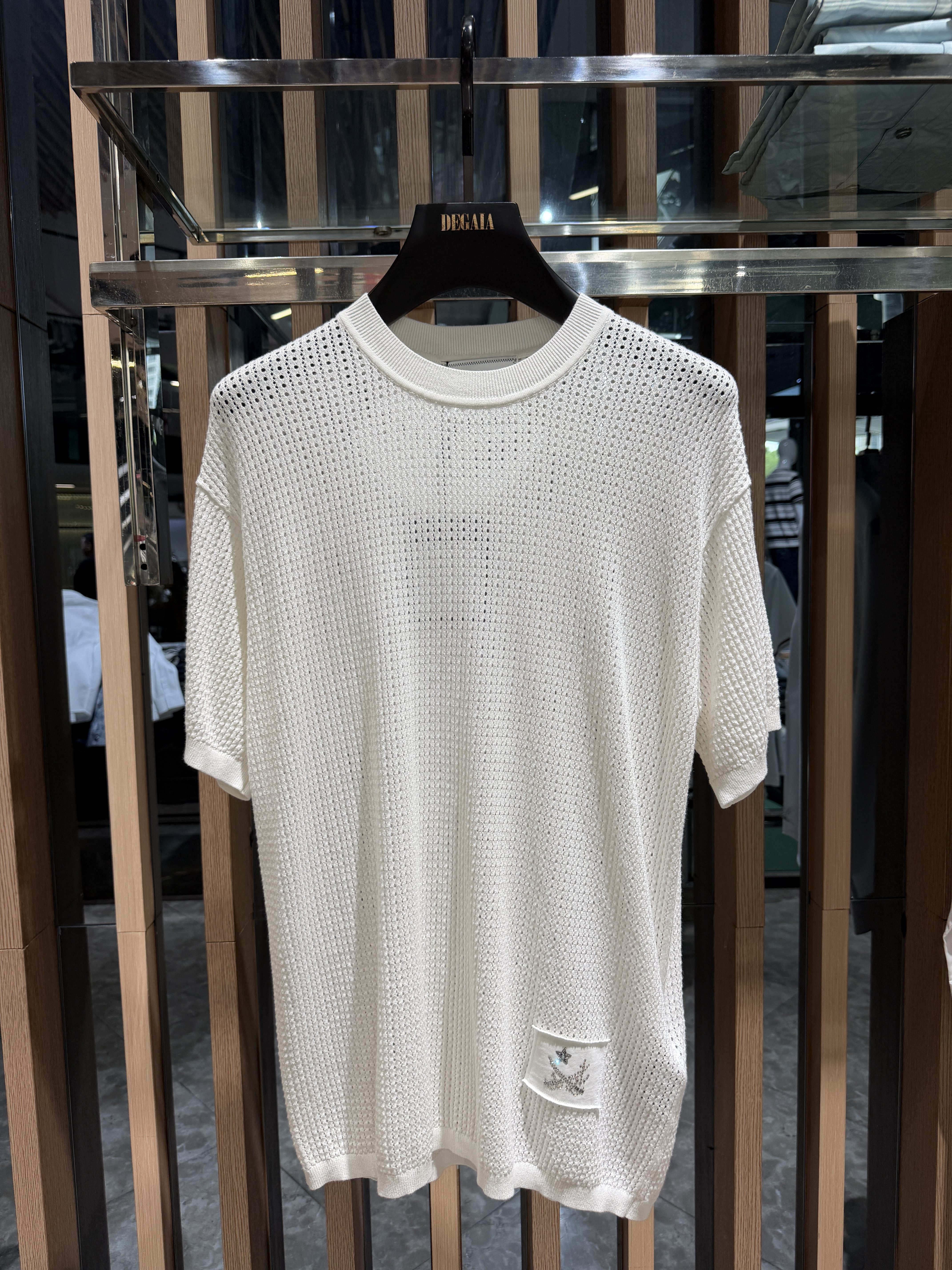 Dartin Bonaparto男装26夏季新款标签装饰镂空短袖T恤SDJ2605710