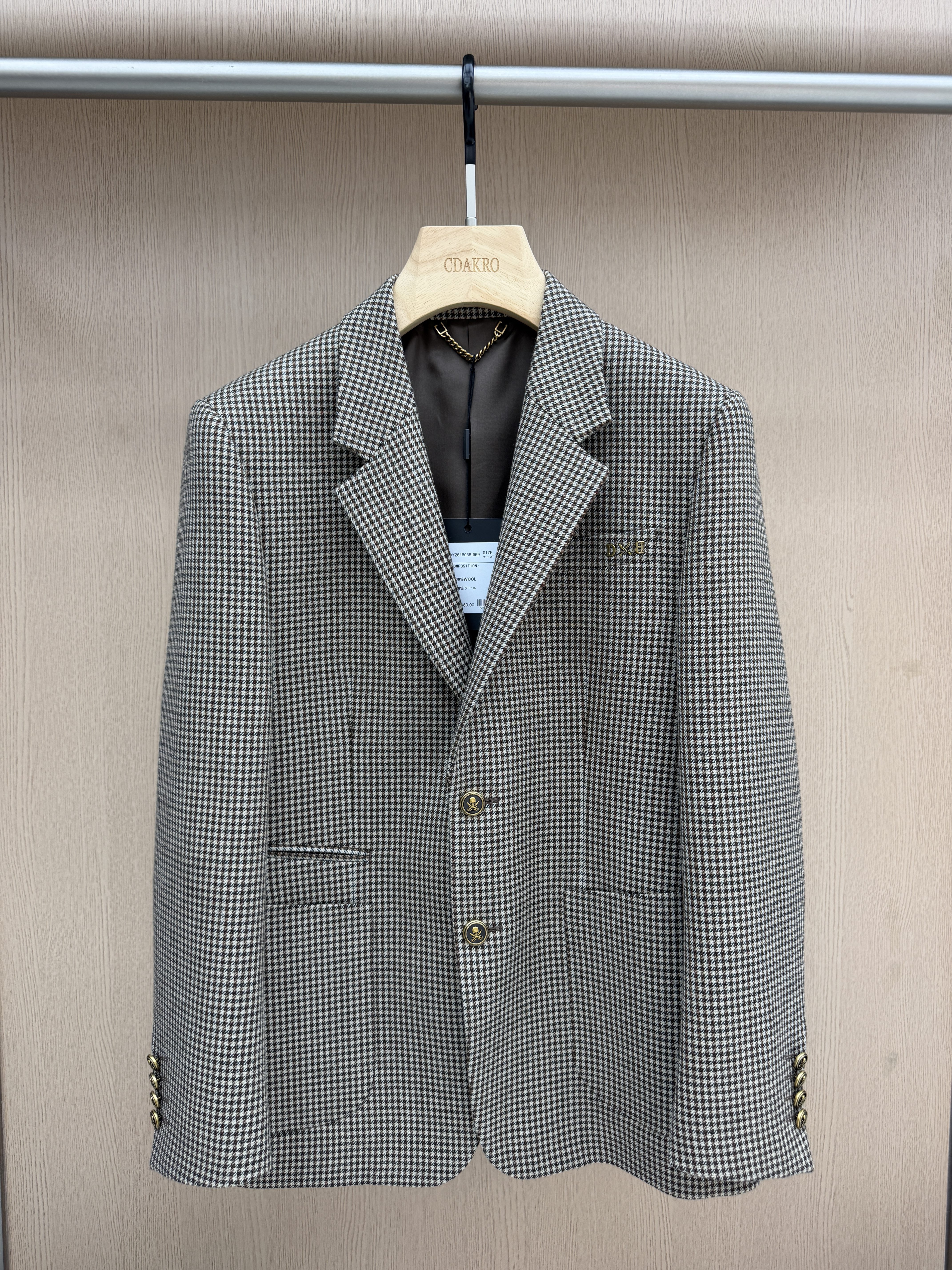 Dartin Bonaparto男装26秋冬新款西服千鸟格宽松外套SDY2618086