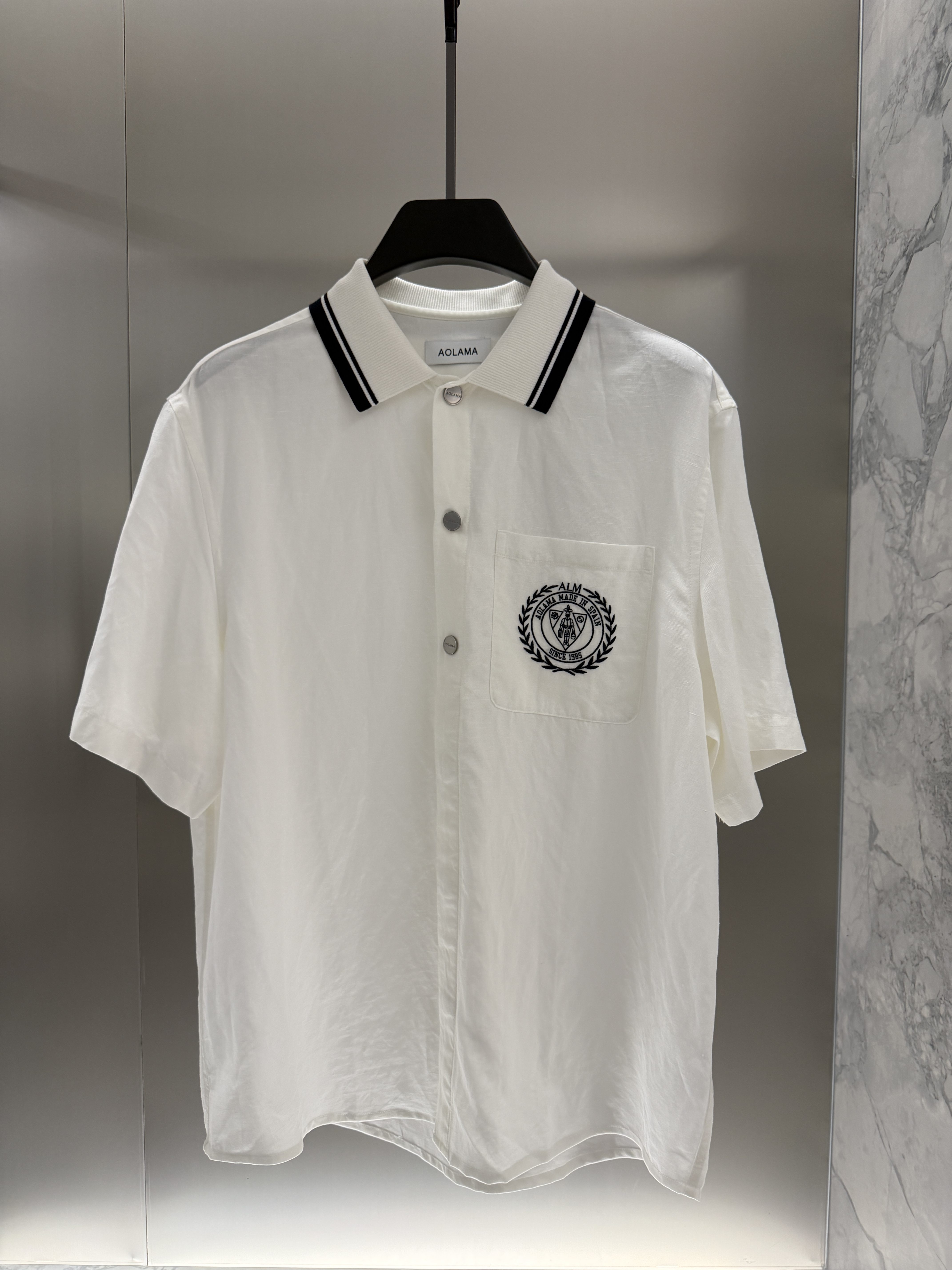 AOLAMA奥拉玛男装26夏季新款刺绣衬衫外套亚麻宽松上衣 880762269