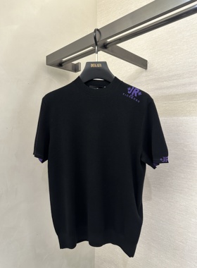 John Richmond 25秋冬新款 男士字母刺绣短袖毛衫 JUHBAS600098