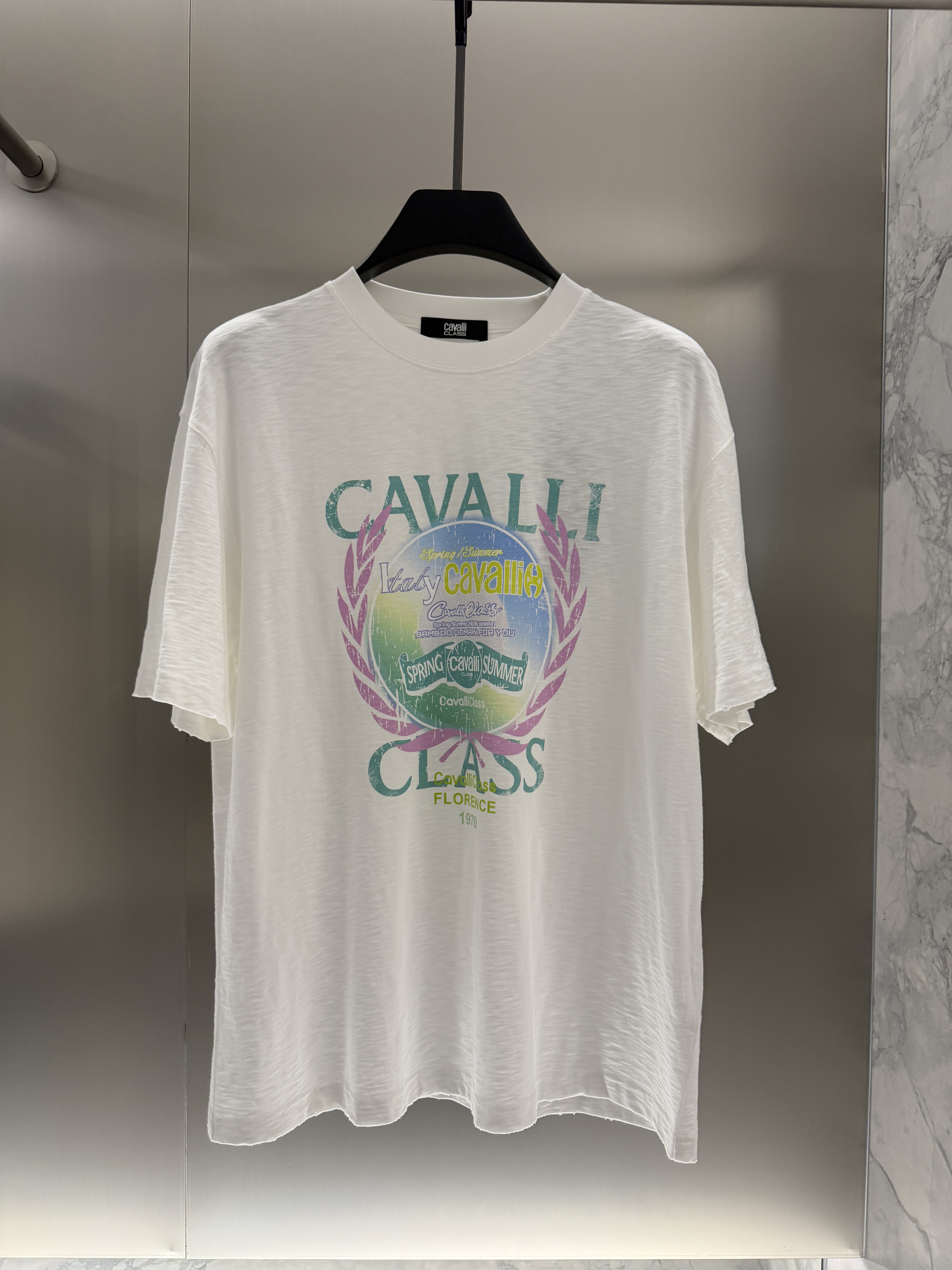 Cavalli Class男装26夏季新款印花短袖T恤宽松纯棉款CM022F2325
