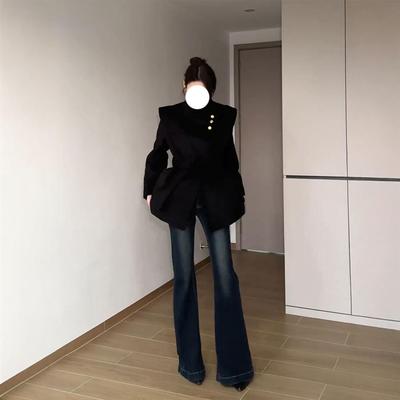 配高跟鞋的裤子女秋冬款新款微喇牛仔裤设计感小众喇叭裤高腰显瘦