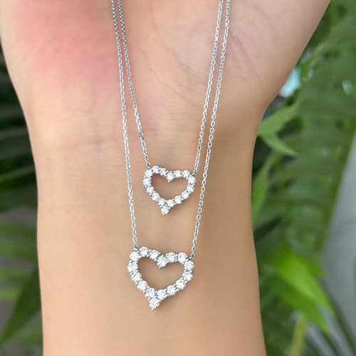 T家镂空爱心项链女PT950铂金心形套链人工培育钻石轻奢小众锁骨链