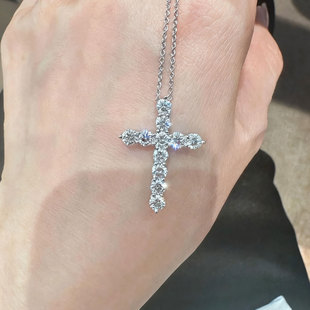 鑫万福 十字架钻石吊坠一克拉IGI证书钻石项链PT950铂金人工培育