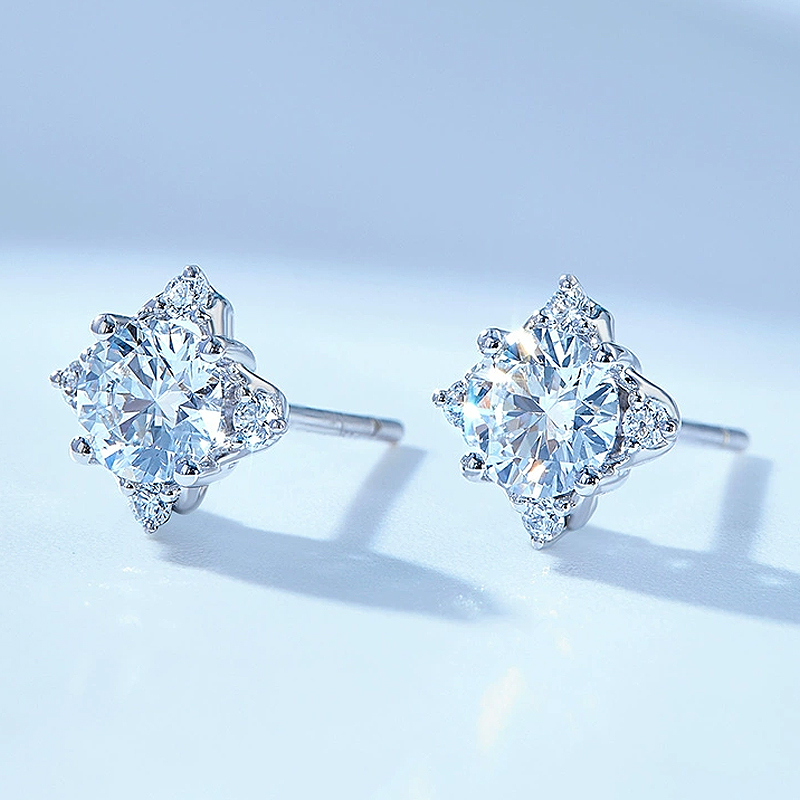 鑫万福 IGI培育钻石耳钉人工人造一克拉手工钻石形耳钉