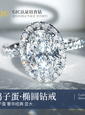 鸽子蛋PT950铂金人工培育钻石戒指一克拉钻戒HW家the one围镶钻戒