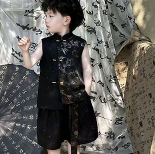 2026超火夏装一整套男童新中式国风高级感套装潮帅气时髦小少爷唐