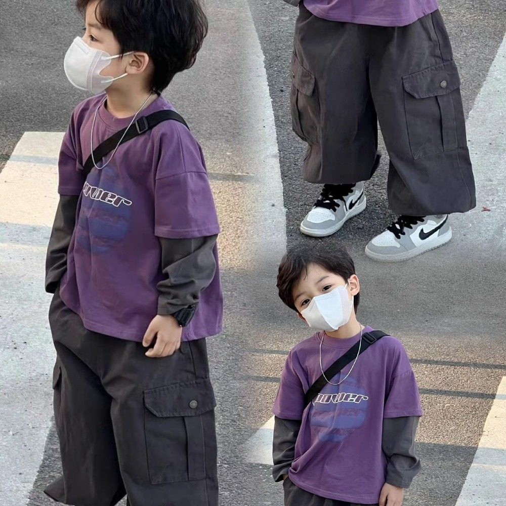 男童裤子潮帅气时髦炸街套装6岁春装2024新款潮童装痞帅风韩系穿5