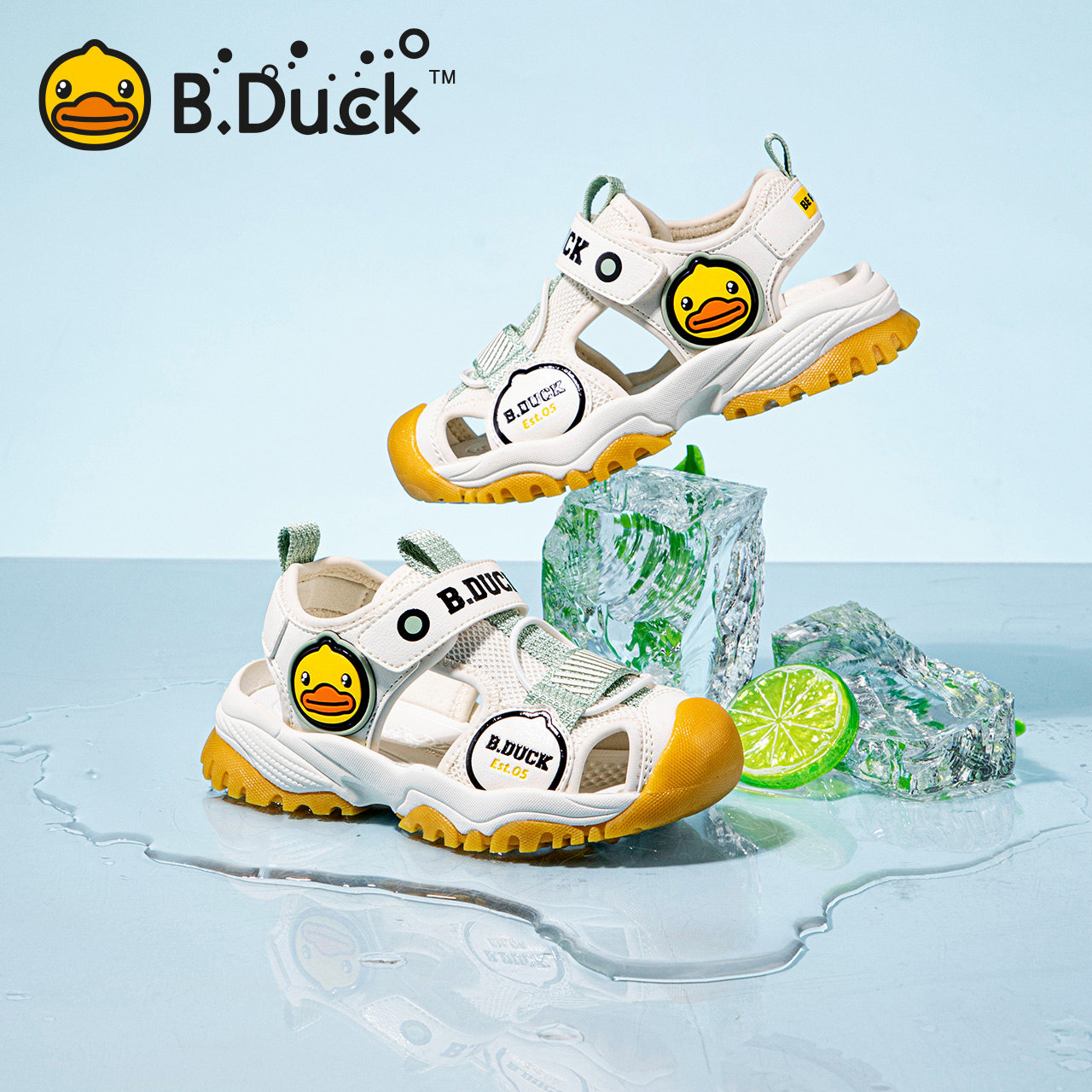B.Duck小黄鸭童鞋男童凉鞋夏季新款儿童沙滩鞋软底宝宝凉鞋潮