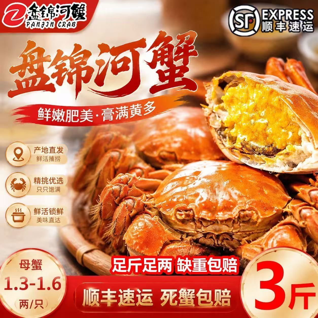 盘锦现捕全母鲜活大闸蟹礼盒