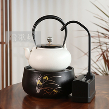 家用静音烧水泡品 黑底错金银兰花煮茶器 新品 促莺歌烧电陶炉茶炉