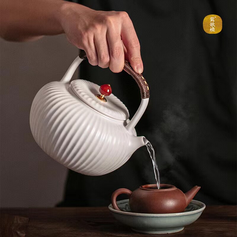 莺歌烧陶瓷提梁煮茶器
