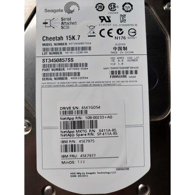 Netapp X411A-R5 450GB 15K SAS 108-00233 45E797