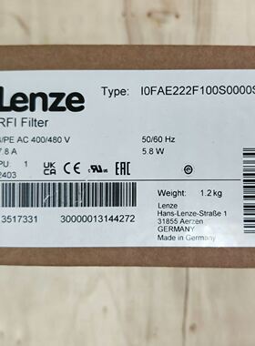 Lenze伦茨滤波器I0FAE222F100S0000S，全