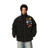 RASP勋章字母正反刺绣贴棉服宽松男女美式 冬季 加厚棉袄面包服外套