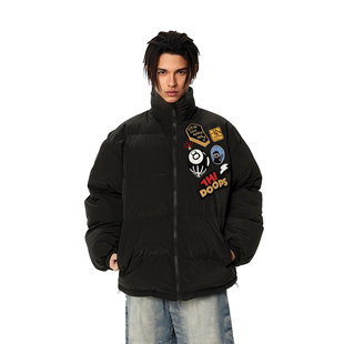 RASP勋章字母正反刺绣贴棉服宽松男女美式 加厚棉袄面包服外套 冬季